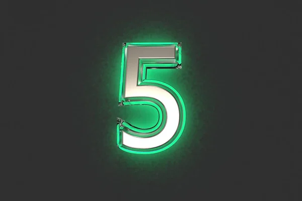 Stříbrná Metalická Linka Smaragdovým Obrysem Zelenou Hlučnou Podsvícenou Abecedou Číslo — Stock fotografie