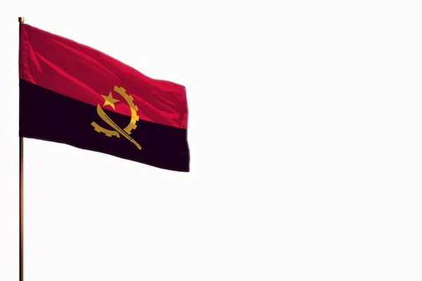 Fladderende Angola Vlag Geïsoleerd Mockup Met Plaats Voor Tekst Witte — Stockfoto