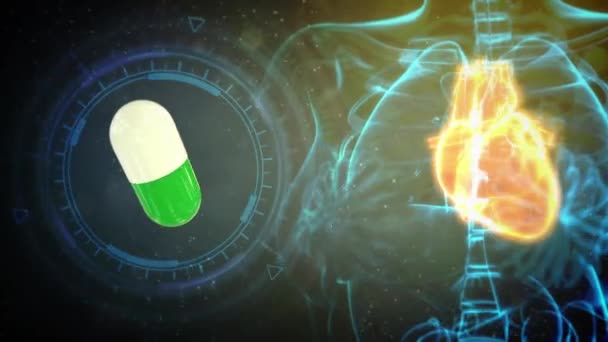 Menschliches Herz Von Droge Getroffen Medizin Animation — Stockvideo