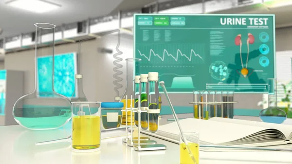 cg healthcare 3d illustration, clinical urine test backdrop