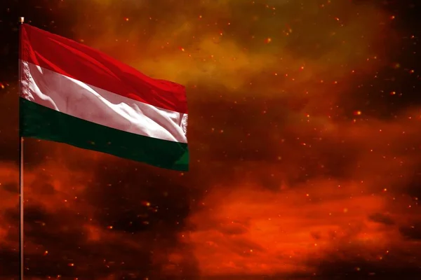 Fluttering Ουγγαρία Σημαία Mockup Κενό Χώρο Για Δεδομένα Σας Σχετικά — Φωτογραφία Αρχείου