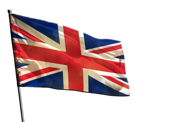 Fladderende Vlag Van Het Verenigd Koninkrijk Geïsoleerd Witte Achtergrond — Stockfoto