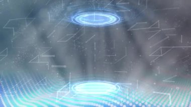 İki UI veya HUD çemberinin soyut siber arkaplanı