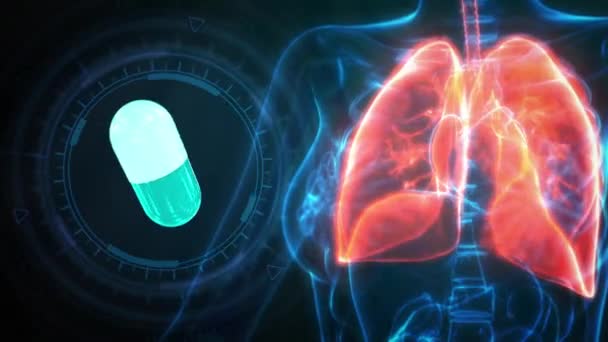 Pulmones Humanos Golpeados Por Medicina Cuidado Salud Animación — Vídeos de Stock