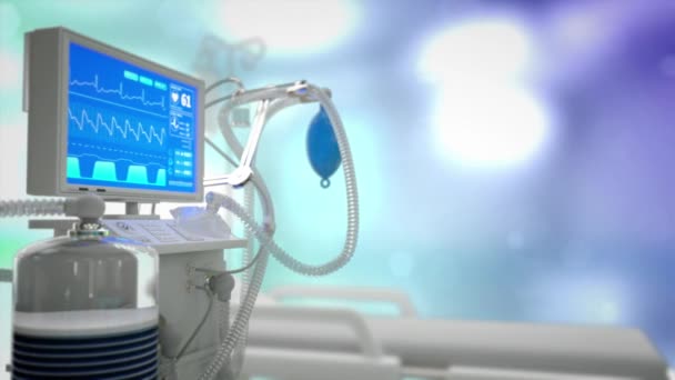 Ιατρική Animation Αναπνευστήρα Μεθ Πνευμόνων Στην Κλινική — Αρχείο Βίντεο