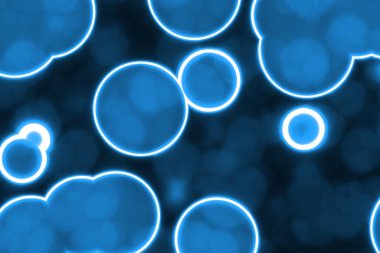 Güzel sanatsal mavi renkli biyo floresan parlak desenli dijital desen çizilmiş arkaplan çizimi