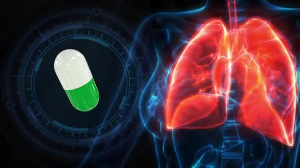 Opieka Zdrowotna Animacja Ludzkie Płuca Dotknięte Przez Medycynę — Wideo stockowe