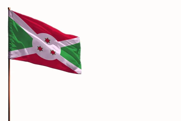 Fluttering Burundi Flag Isolated Mockup Place Your Text White Background — Stock Photo, Image