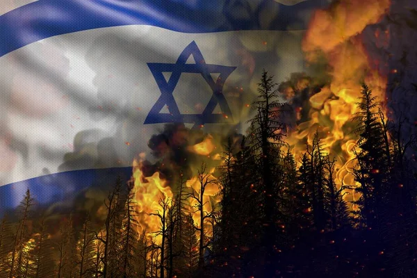 Bosbrand Natuurramp Concept Brand Het Bos Israël Vlag Achtergrond Illustratie — Stockfoto