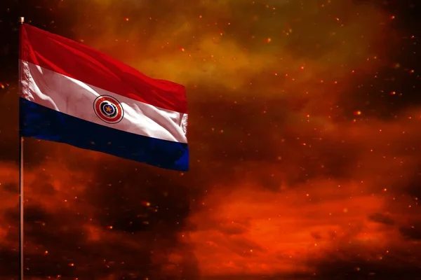 Chvějící Paraguayská Vlajka Maketa Prázdným Prostorem Pro Vaše Data Karmínově — Stock fotografie
