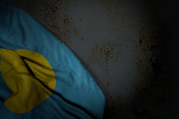 Gyönyörű Sötét Képet Palau Zászló Nagy Redők Rozsdás Fém Szabad — Stock Fotó
