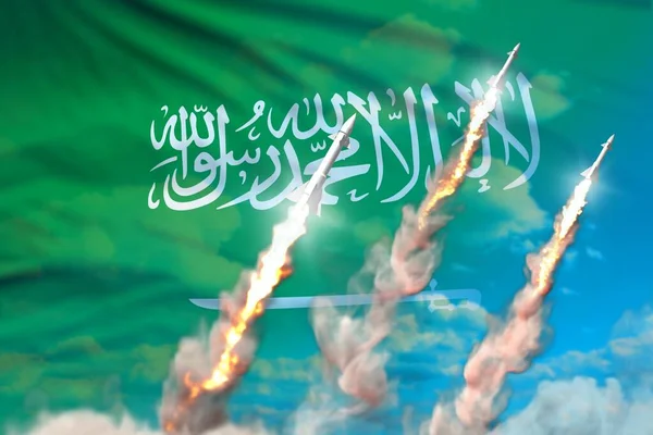 Saudi Arabia Ballistic Warhead Launch Modern Strategic Nuclear Rocket Weapons — Stock Photo, Image