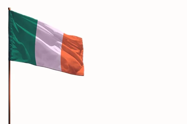 Fluttering Ireland Flag Isolated Mockup Place Your Text White Background — Stock Photo, Image