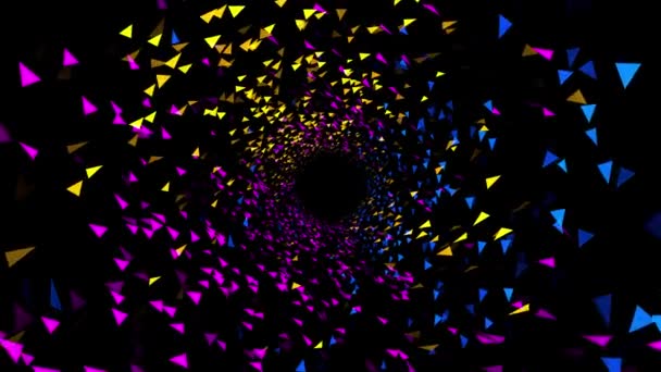 Tunel Pozadí Vícebarevné Trojúhelníky — Stock video