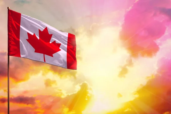 Flatternde Kanada Flagge Der Linken Oberen Ecke Attrappe Mit Dem — Stockfoto