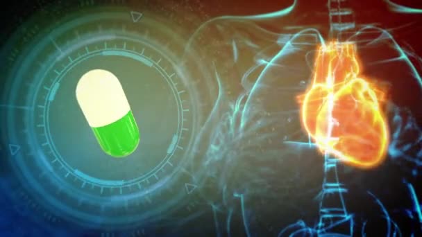 Tıbbı Boyutlu Animasyon Insan Kalbi Tedavi Ile Çarpılıyor — Stok video