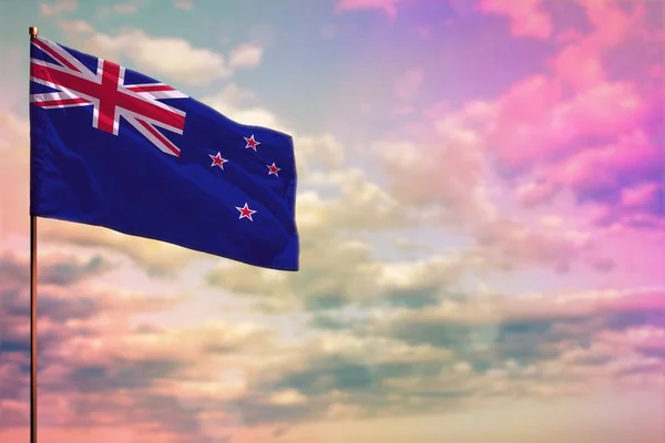 Aleteo Maqueta Bandera Nueva Zelanda Con Lugar Para Texto Sobre — Foto de Stock