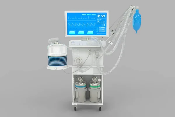 Ventilador Pulmonar Artificial Uti Com Design Fictício Isolado Fundo Cinza — Fotografia de Stock