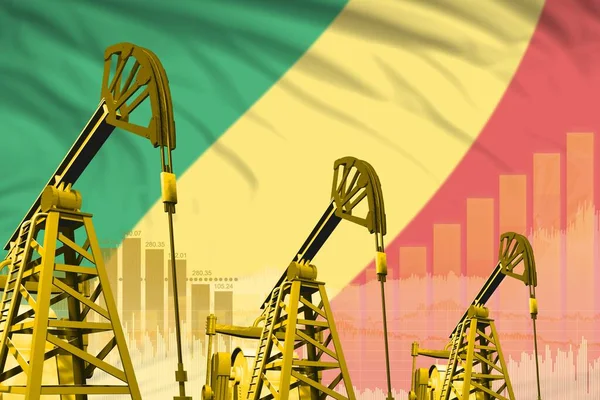 Congo oil and petrol industry concept, industrial illustration on Congo flag background. 3D Illustration