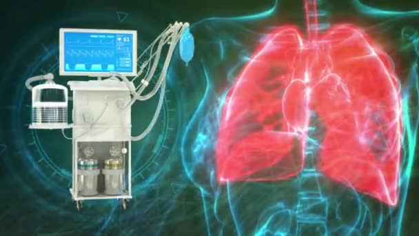 Animasi Medicine Paru Paru Dan Ventilator Paru Paru Icu — Stok Video