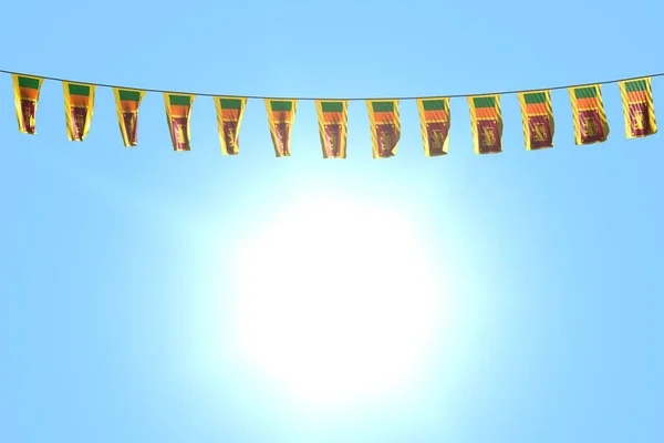 Cute Many Sri Lanka Flags Banners Hanging Rope Blue Sky — Stock Photo, Image
