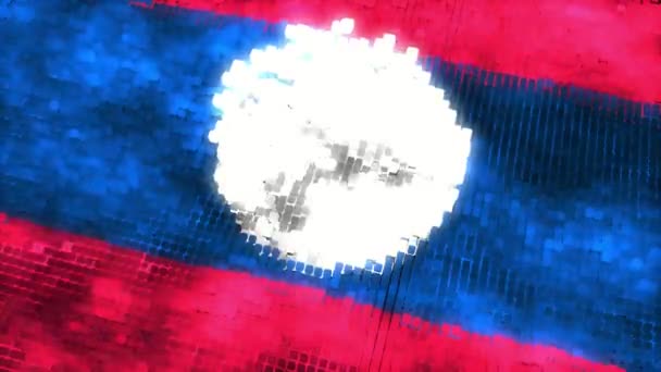 Lao People Democratische Republiek Futuristische Vlag Lus — Stockvideo