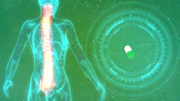 Médecine Animation Pilules Médicales Traitement Épine Dorsale — Video