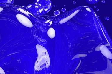 Yaratıcı yumuşak odak mavi sabun parlak ve parlak sıvı soyut gradyan dokusu veya arka plan 3 boyutlu çizim - arkaplan tasarımı şablonu