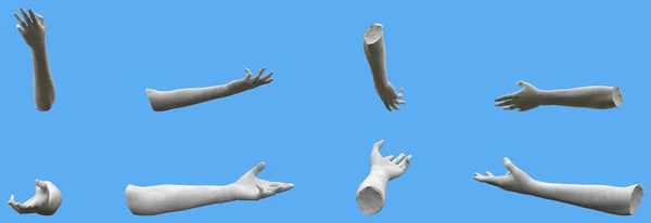 Weiße Steinstatue Hand Realistische Renderings Isoliert Auf Blau Licht Und — Stockfoto