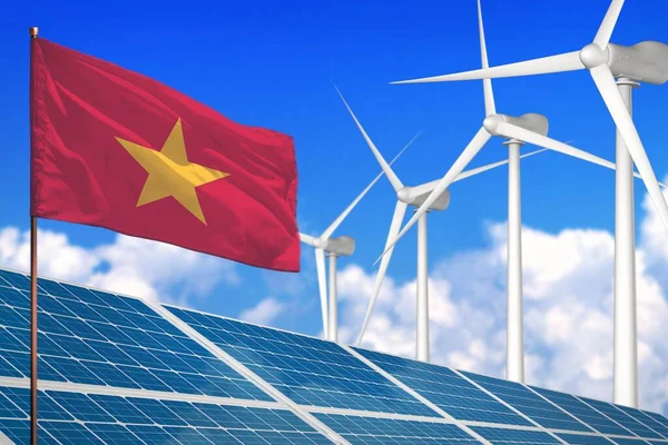 Vietnam Energia Solare Eolica Concetto Energia Rinnovabile Con Mulini Vento — Foto Stock