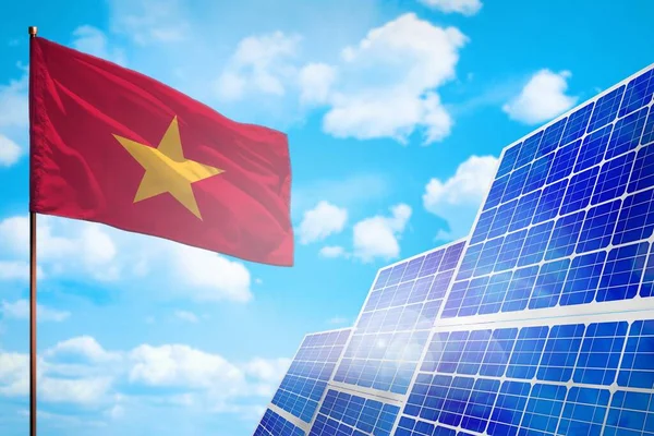 Vietnam Energía Alternativa Concepto Energía Solar Con Bandera Símbolo Lucha — Foto de Stock