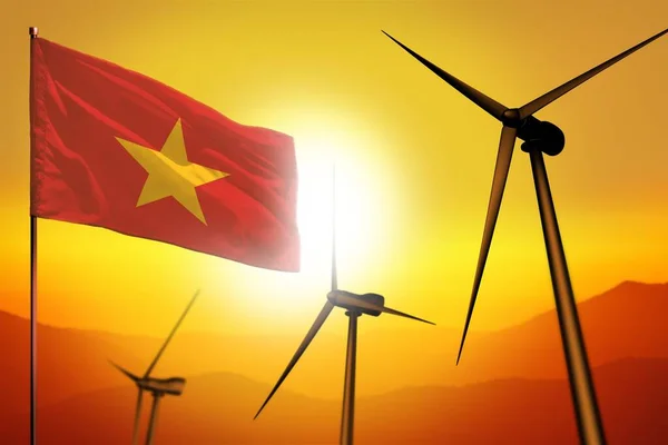 Vietnam Energía Eólica Concepto Medio Ambiente Energía Alternativa Con Turbinas — Foto de Stock