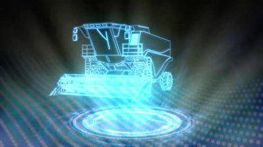 Neon hasat makinesi dönüyor, cg endüstriyel 3D animasyon 
