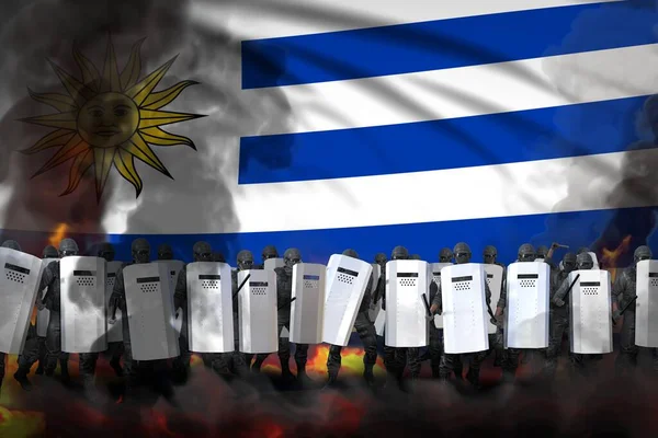Уругвай Протестує Проти Концепції Поліцейські Курять Захищають Мирних Людей Від — стокове фото
