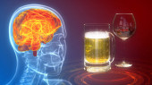 cg lékařské 3D ilustrace, mozek zasažen nápoji