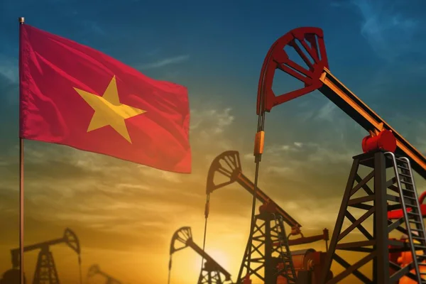 Vietnam Industria Petrolera Concepto Ilustración Industrial Ondeando Bandera Vietnam Los — Foto de Stock