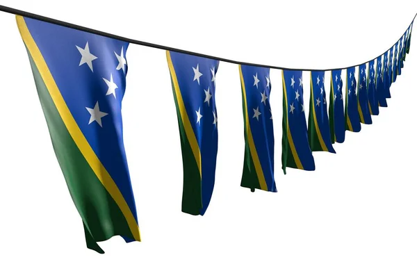 Lindo Muchas Banderas Las Islas Salomón Pancartas Colgando Diagonal Con —  Fotos de Stock