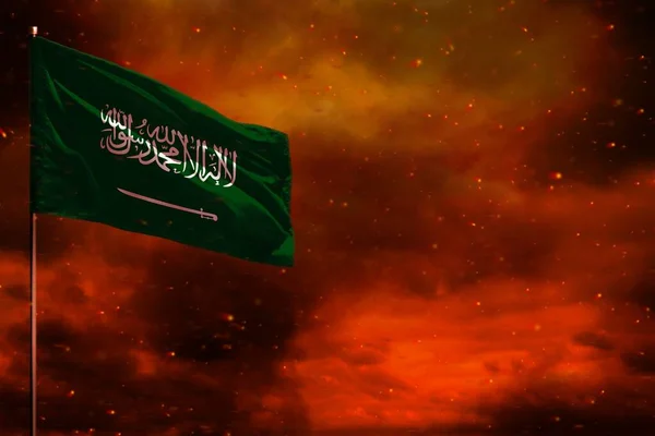Sventolando Bandiera Dell Arabia Saudita Mockup Con Spazio Vuoto Dati — Foto Stock