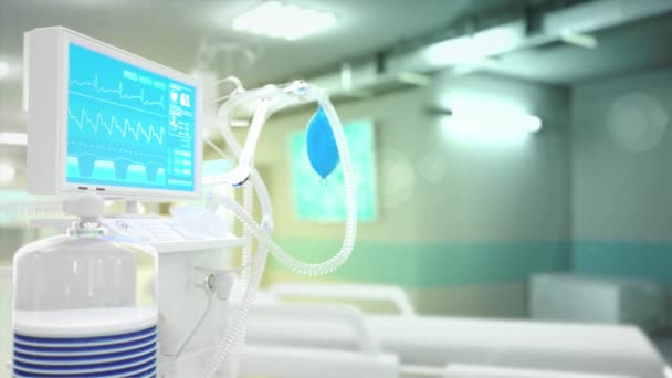 Klinikte Yoğun Bakım Solunum Cihazı Tıbbi Animasyon — Stok video