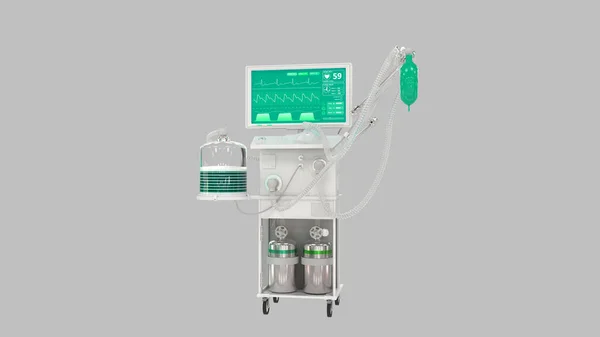 ICU medical ventilator rendered, medical 3d illustration