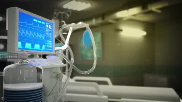 Orvosi Animáció Intenzív Tüdőventilátor Klinikán — Stock videók