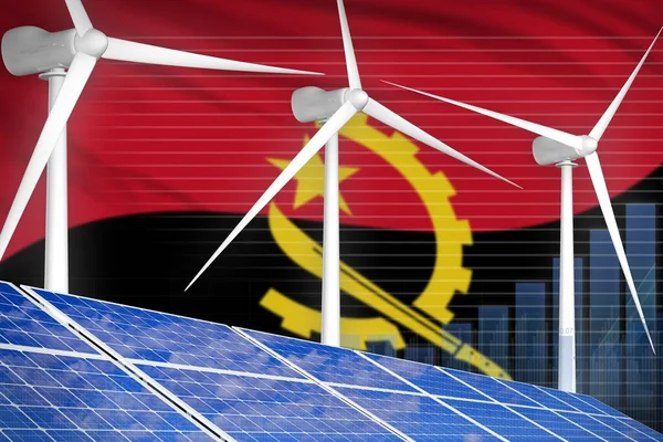 Angola solar and wind energy digital graph concept  - modern energy industrial illustration. 3D Illustration