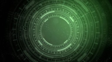 Soyut 3D illüstrasyon - hareketli hud dairelerinin canlı modern soyut arka planı, siber punk konsepti