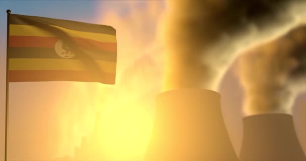 ウガンダの煙管に旗を掲げる — ストック動画