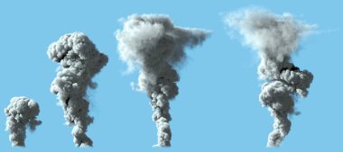 Yanardağ ya da büyük endüstriyel patlamanın 4 katı duman sütunu - felaket konsepti, nesnenin çizimi