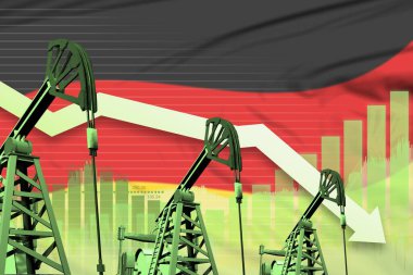 Alman petrol endüstrisi konsepti, endüstriyel illüstrasyon - Almanya 'nın bayrak arka planının çizelgesini düşürmek. 3B Görüntü