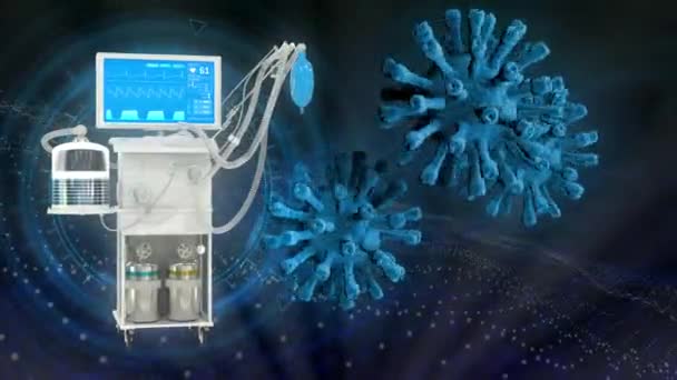 Icu Ventilateur Covide Avec Coronavirus Médecine Animation — Video