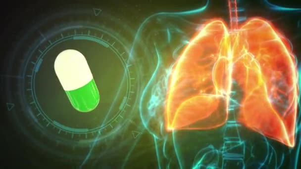 Opieka Zdrowotna Animacja Ludzkie Płuca Dotknięte Leczeniem — Wideo stockowe