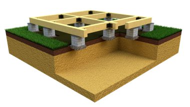 bireysel taban bodrumu - tecrit edilmiş cgi endüstriyel 3D illüstrasyon