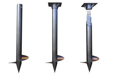 Güçlendirilmiş betonla dolu sarmal çapalar, izole edilmiş endüstriyel 3D...